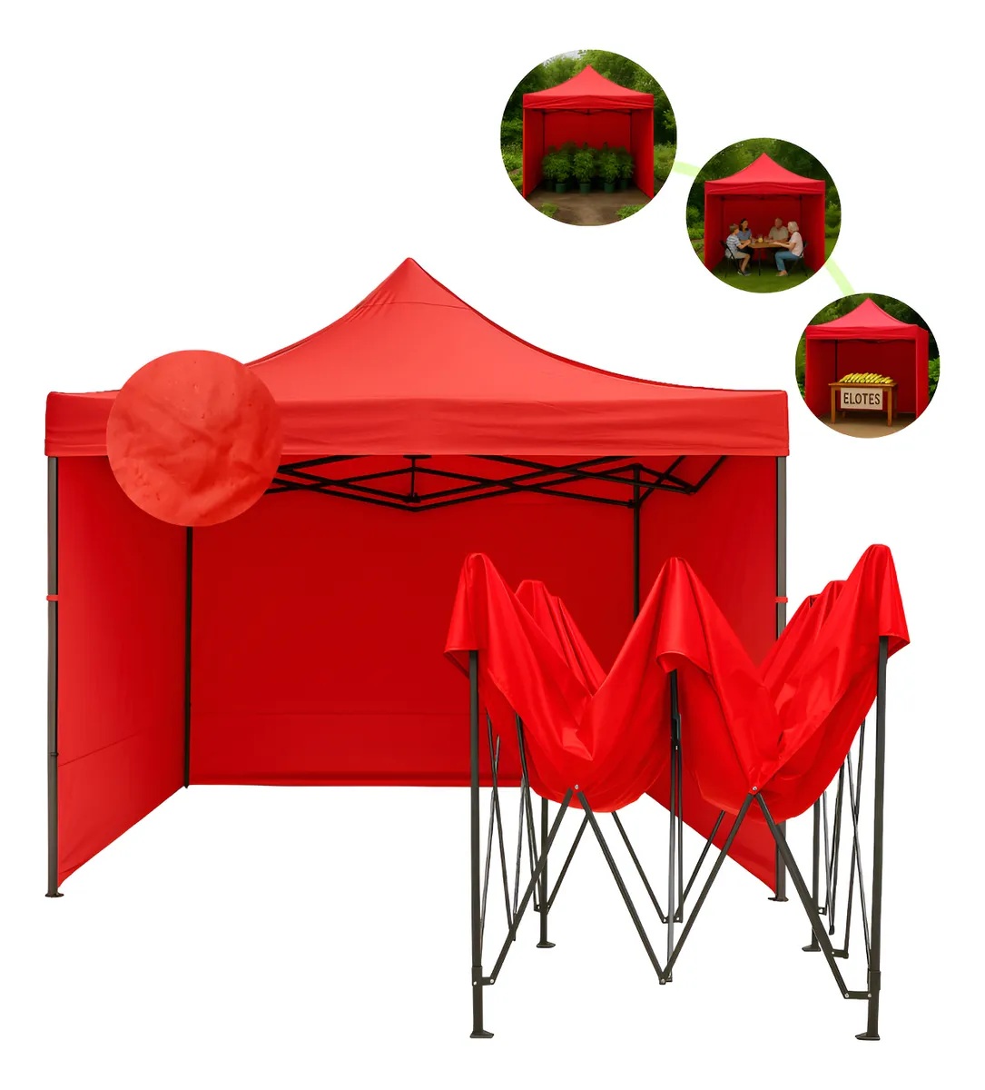 CARPA C/PAREDES USO RUDO PLEGABLE 3X3 ROJO