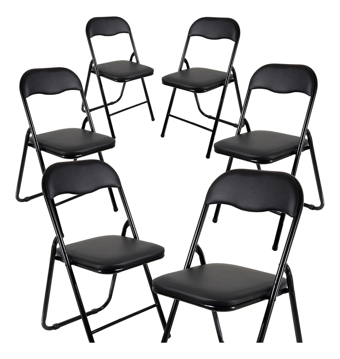 PACK 6 SILLAS PLEGABLES JARDÍN EVENTOS NEGRO
